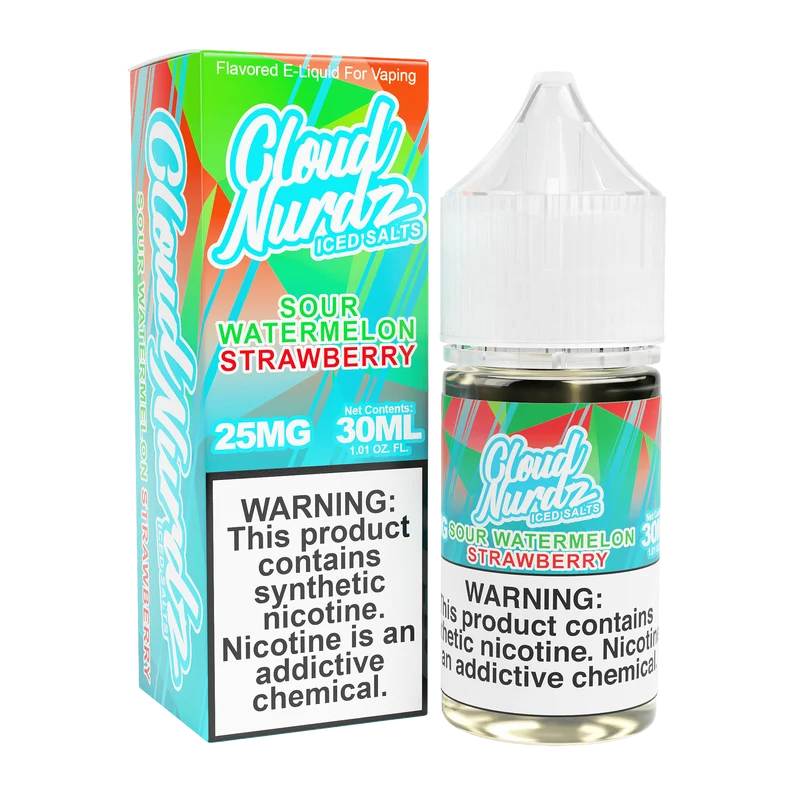 ICED Sour Watermelon Strawberry SALT - Cloud Nurdz - 30mL