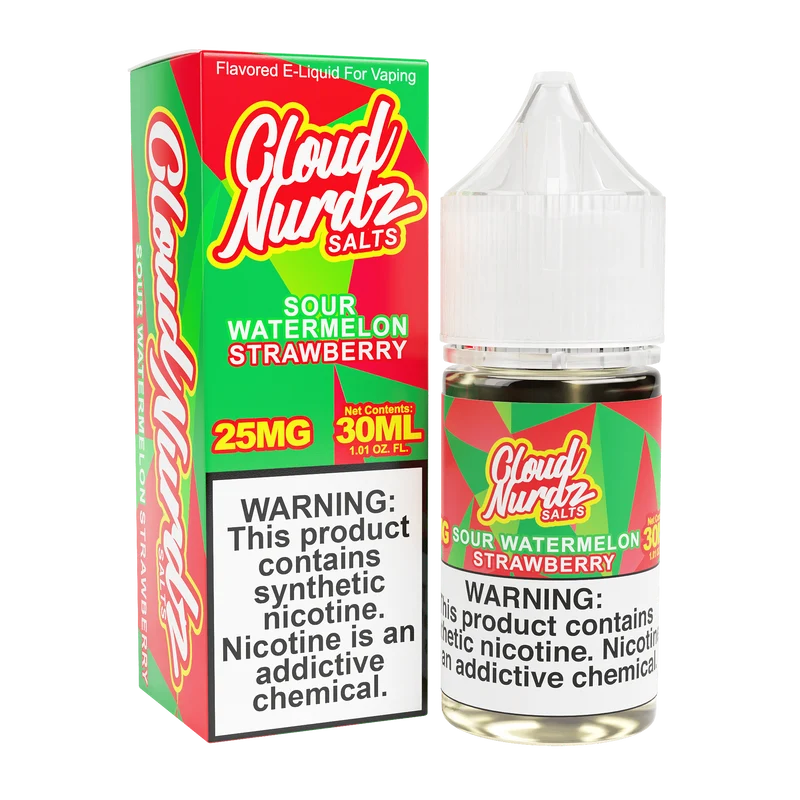 Sour Watermelon Strawberry SALT - Cloud Nurdz - 30mL